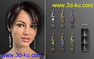 3D打印模型Statement Earrings Megapack for Genesis 8 and 8.1 Females的图片