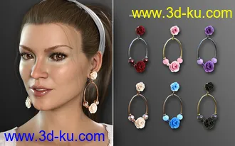 3D打印模型Statement Earrings Megapack for Genesis 8 and 8.1 Females的图片