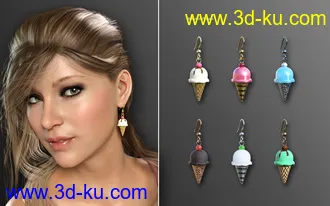 3D打印模型Statement Earrings Megapack for Genesis 8 and 8.1 Females的图片