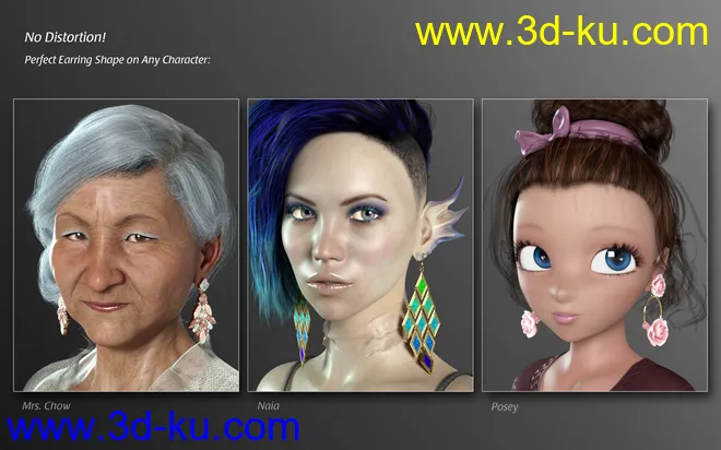 Statement Earrings Megapack for Genesis 8 and 8.1 Females模型的图片13