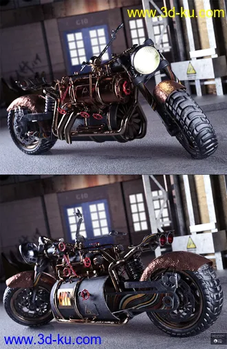 3D打印模型Steampunk Motorbike的图片