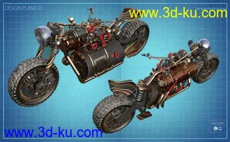 3D打印模型Steampunk Motorbike的图片