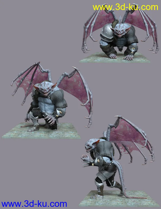 Stone Guardian Poses for Gargoyle HD模型的图片6