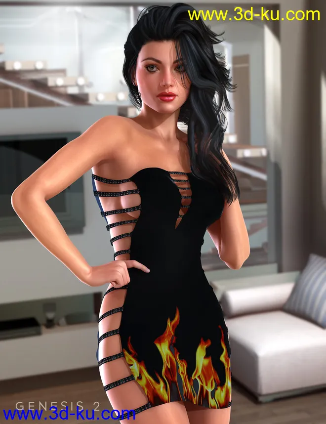 Strappy Party Dress Textures模型的图片4