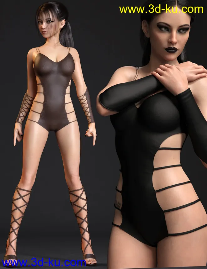 Strappy Suit Set for Genesis 8 and 8.1 Females模型的图片3