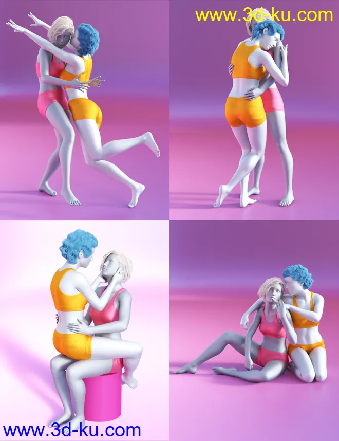 Strong Love Poses for Genesis 3 and 8-8.1模型的图片2