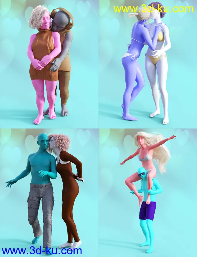 Strong Love Poses for Genesis 3 and 8-8.1模型的图片9