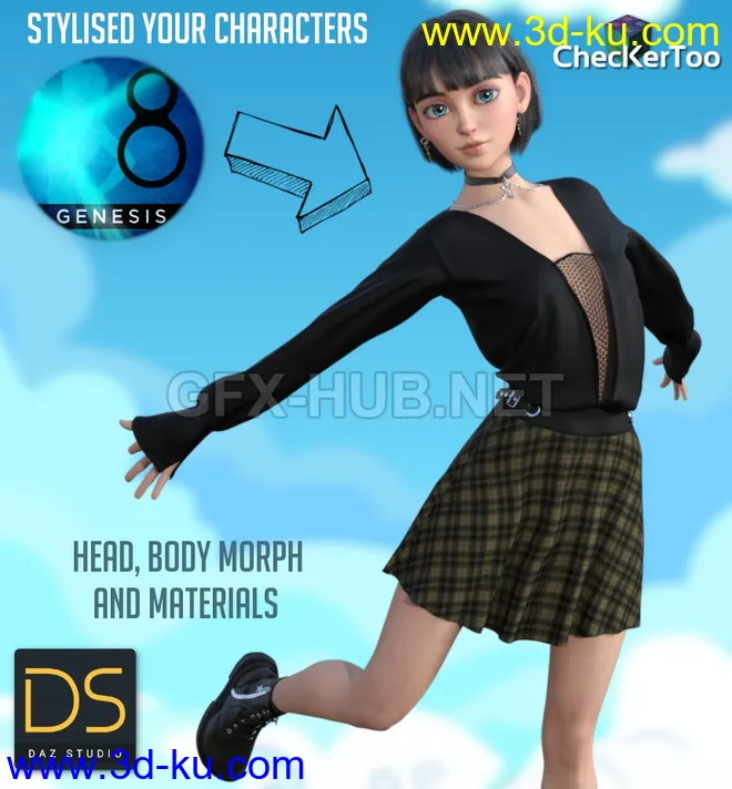 Stylised Your Characters For Genesis 8 Female模型的图片1