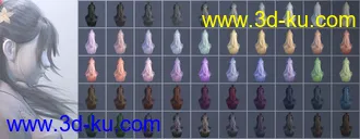 3D打印模型Sue Yee Half Shawl Long Hair for Genesis 8 and 8.1 Females的图片