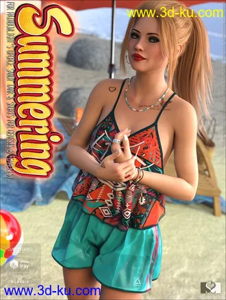 3D打印模型Summering for dForce Sandy Tank & Shorts for Genesis 8 Females的图片