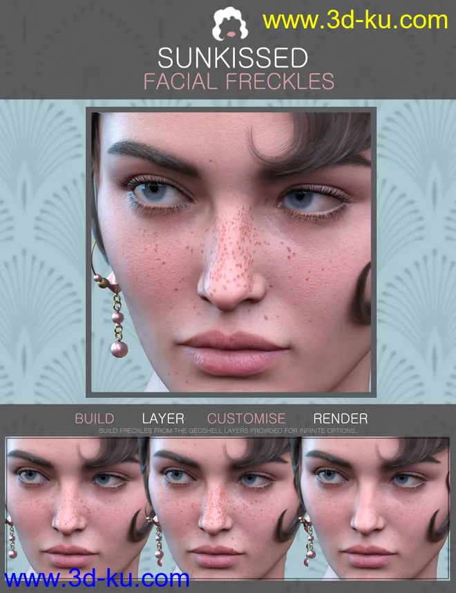 Sun-kissed Facial Freckles for Genesis 3, 8 and 8.1 Females模型的图片1