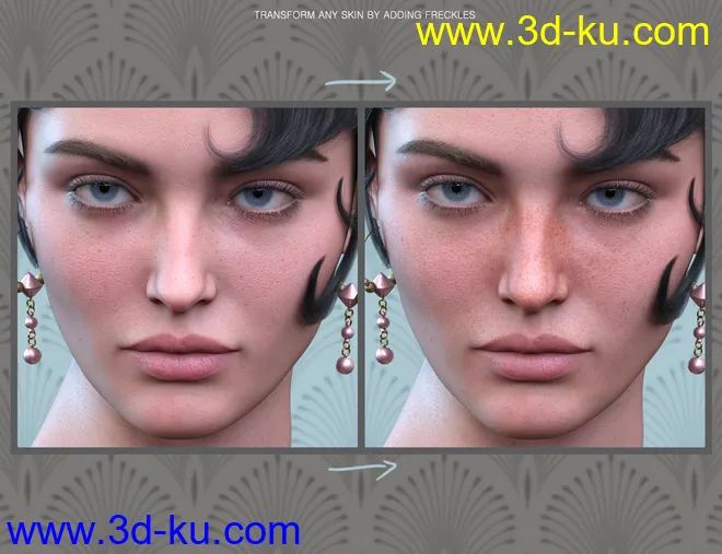 Sun-kissed Facial Freckles for Genesis 3, 8 and 8.1 Females模型的图片3