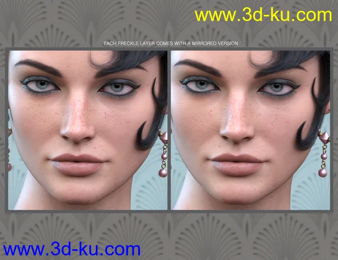 Sun-kissed Facial Freckles for Genesis 3, 8 and 8.1 Females模型的图片7