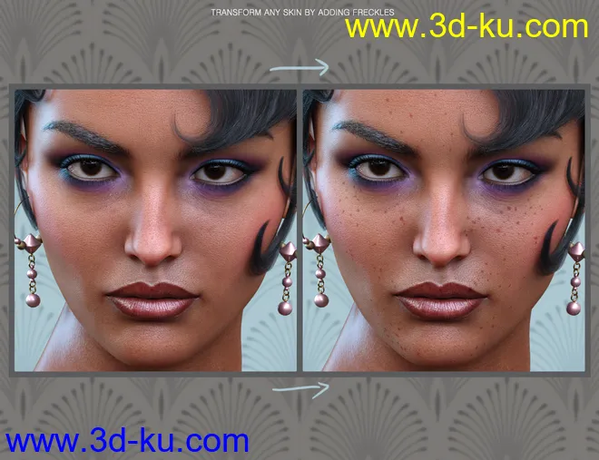Sun-kissed Facial Freckles for Genesis 3, 8 and 8.1 Females模型的图片9