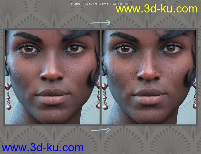 Sun-kissed Facial Freckles for Genesis 3, 8 and 8.1 Females模型的图片10