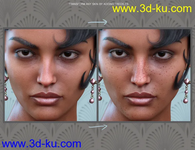 Sun-kissed Facial Freckles for Genesis 3, 8 and 8.1 Females模型的图片11