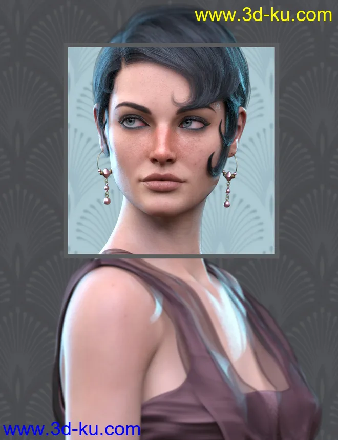 Sun-kissed Facial Freckles for Genesis 3, 8 and 8.1 Females模型的图片12