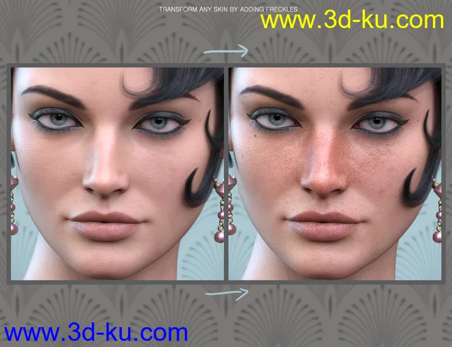 Sun-kissed Facial Freckles for Genesis 3, 8 and 8.1 Females模型的图片15
