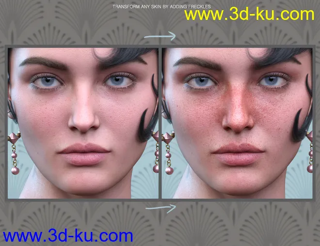Sun-kissed Facial Freckles for Genesis 3, 8 and 8.1 Females模型的图片16