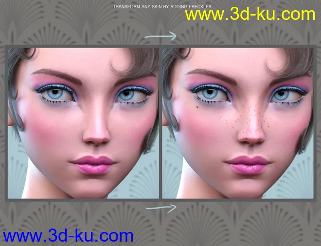 Sun-kissed Facial Freckles for Genesis 3, 8 and 8.1 Females模型的图片17