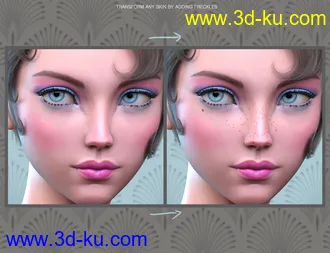 3D打印模型Sun-kissed Facial Freckles for Genesis 3, 8 and 8.1 Females的图片