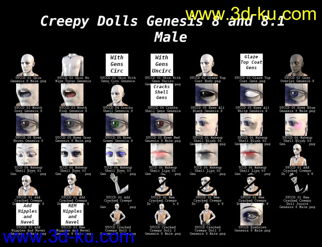 SY Cracked Creepy Dolls Genesis 8 and 8.1模型的图片10