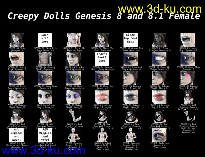 SY Cracked Creepy Dolls Genesis 8 and 8.1模型的图片11