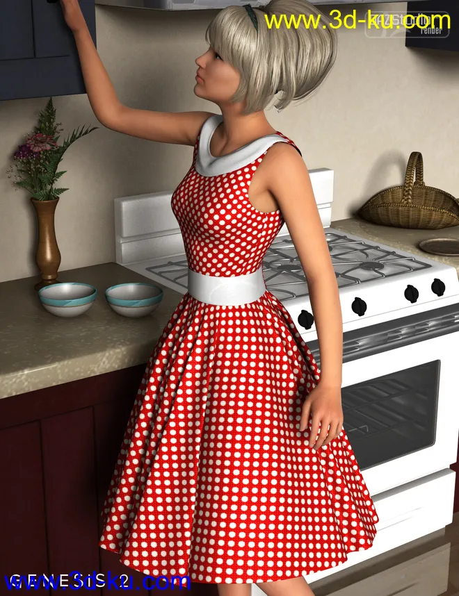 Take Me Back Dress for Genesis 2 Female(s)模型的图片1