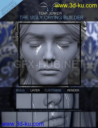 3D打印模型Tear Jerker the Ugly Crying Builder for Genesis 3, 8 and 8.1 Females Merchant Resource的图片