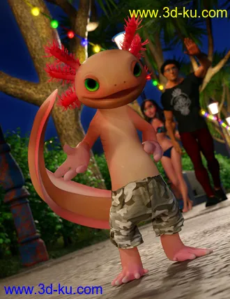 3D打印模型Toon Axolotl for Genesis 8 Males的图片