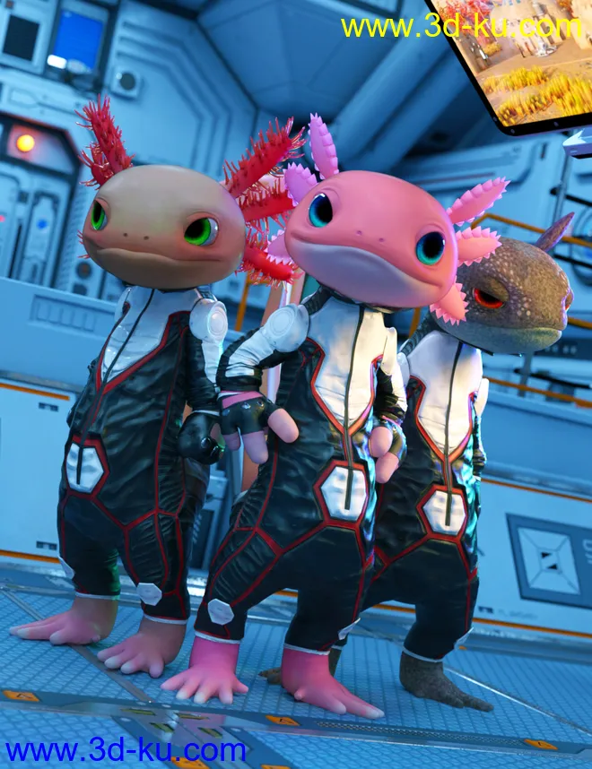 Toon Axolotl for Genesis 8 Males模型的图片3
