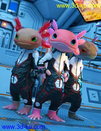 3D打印模型Toon Axolotl for Genesis 8 Males的图片
