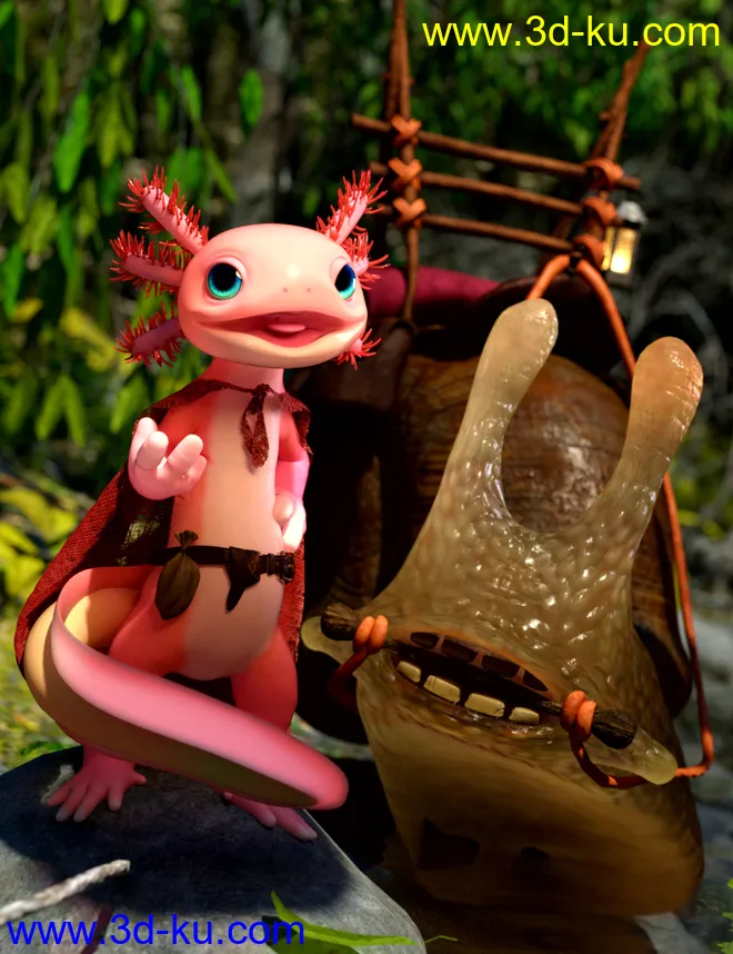 Toon Axolotl for Genesis 8 Males模型的图片5