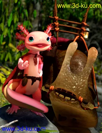 3D打印模型Toon Axolotl for Genesis 8 Males的图片