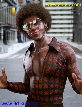 3D打印模型Trevon's 70s Style Character Hair and Outfit for Genesis 8.1 Male的图片