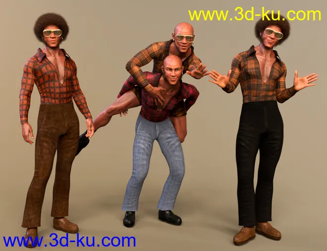 Trevon's 70s Style Character Hair and Outfit for Genesis 8.1 Male模型的图片5