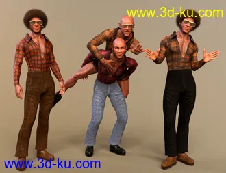 3D打印模型Trevon's 70s Style Character Hair and Outfit for Genesis 8.1 Male的图片