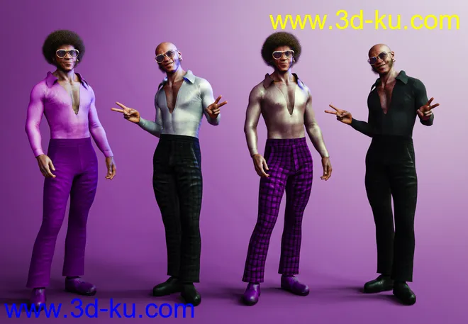 Trevon's 70s Style Character Hair and Outfit for Genesis 8.1 Male模型的图片6