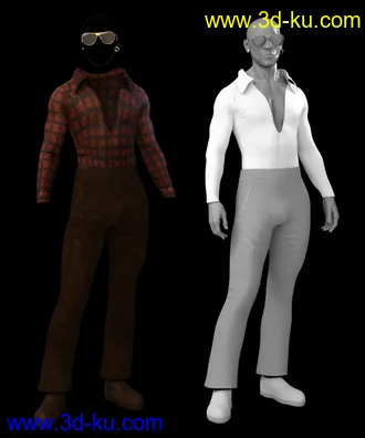 3D打印模型Trevon's 70s Style Character Hair and Outfit for Genesis 8.1 Male的图片