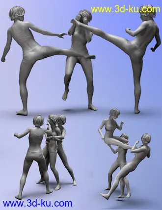 3D打印模型Two vs One poses for Genesis 8的图片