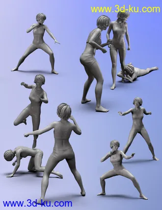 3D打印模型Two vs One poses for Genesis 8的图片