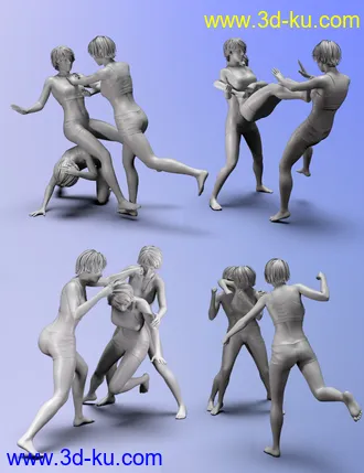 3D打印模型Two vs One poses for Genesis 8的图片