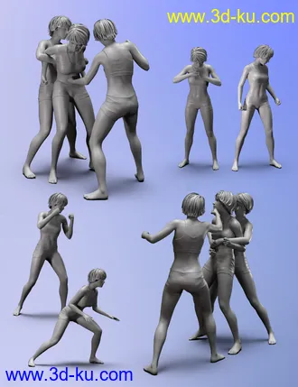 3D打印模型Two vs One poses for Genesis 8的图片