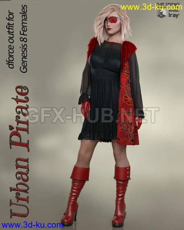 Urban Pirate dforce outfit for Genesis 8 Female模型的图片1