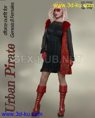 3D打印模型Urban Pirate dforce outfit for Genesis 8 Female的图片