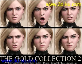 V 100 Expressions The Gold Collection 2 for Genesis 8.1 Female模型的图片6