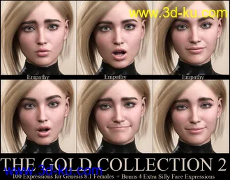 V 100 Expressions The Gold Collection 2 for Genesis 8.1 Female模型的图片7