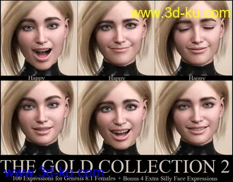 V 100 Expressions The Gold Collection 2 for Genesis 8.1 Female模型的图片11