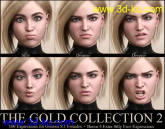 V 100 Expressions The Gold Collection 2 for Genesis 8.1 Female模型的图片13
