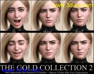 3D打印模型V 100 Expressions The Gold Collection 2 for Genesis 8.1 Female的图片